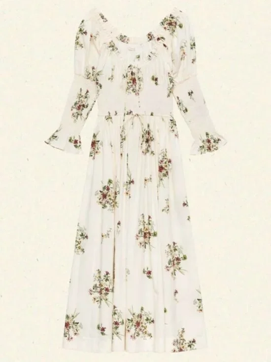 DOEN Kaira shirred floral-print organic cotton-poplin midi dress - Picture 5 of 14